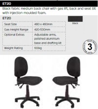 ET20 Chair Range And Specifications